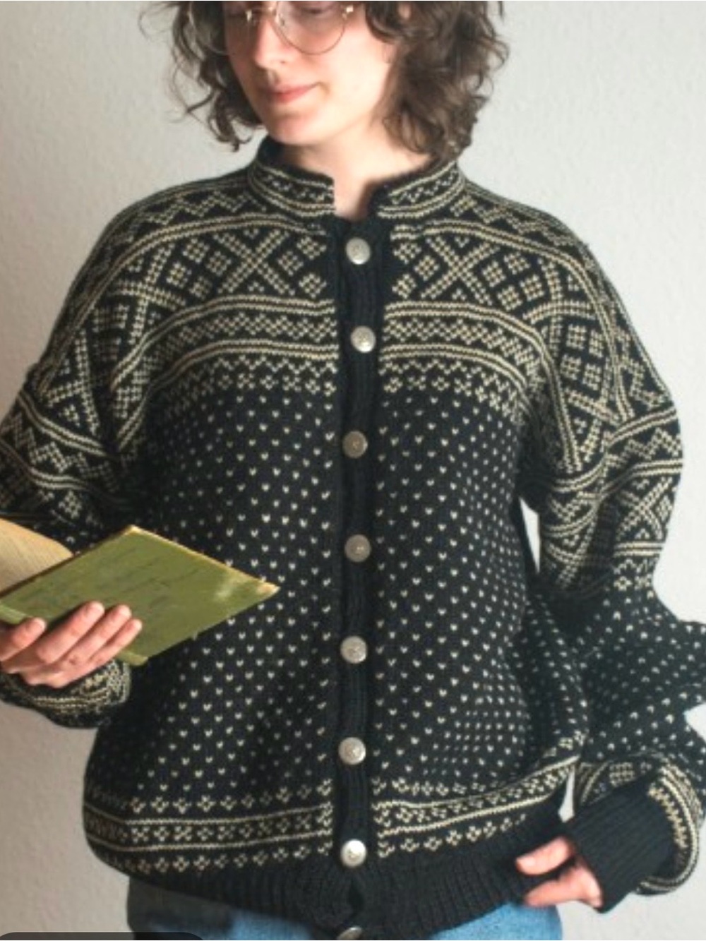 HUSFLIDEN,BERGEN HANDKNITTED Wool Cardigan